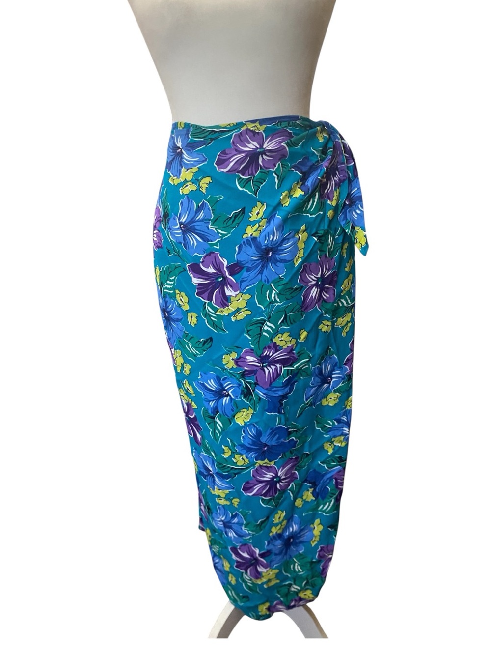Jones New York Vintage Hawaiian Maxi Wrap Skirt Size Large Luau Style